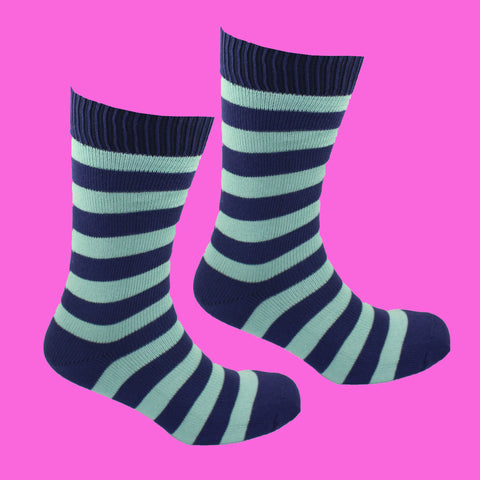 Men's Denbigh Stripe Socks - Navy/Peppermint