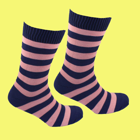 Men's Denbigh Stripe Socks - Navy/Pink