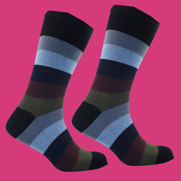 Black Heel and Toe Striped Socks 
