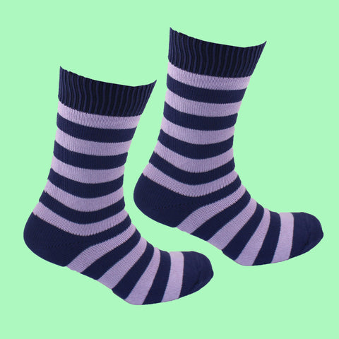 Men's Denbigh Stripe Socks - Navy/Lavender