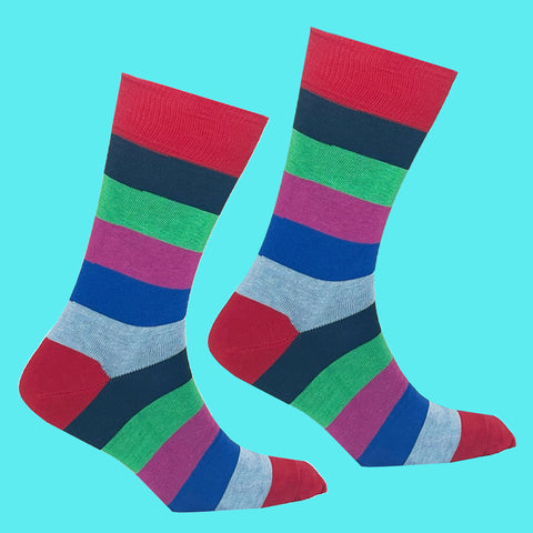 Men's Tavistock Stripe Socks - Red at Night
