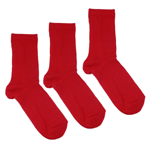 Women's 100% Bamboo Red Ribbed Socks - 3 pack