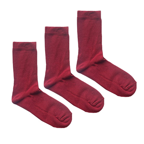 Women's 100% Bamboo Burgundy Socks - 3 pack