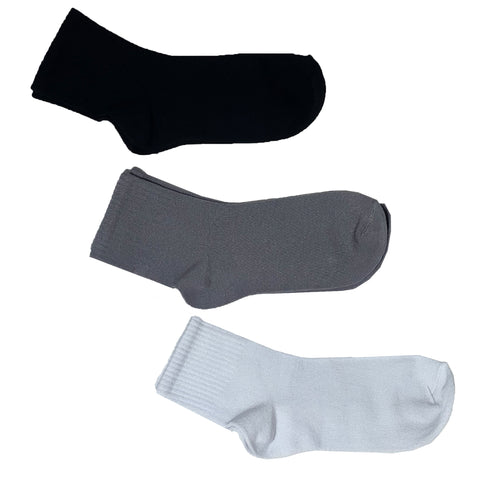 Women's 100% Bamboo Short Socks - Plain Black, Grey, White