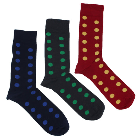 MEN'S 100% BAMBOO Large Dots SOCKS - 3 PACK
