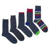 MEN'S 100% BAMBOO PLAIN SOCKS - Denim Mix - 5 PAIR PACK