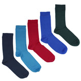 MEN'S 100% BAMBOO PLAIN SOCKS - FOREST MIX - 5 PAIR PACK