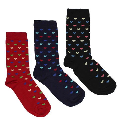 Women's 100% Bamboo Hearts Socks - 3 pack