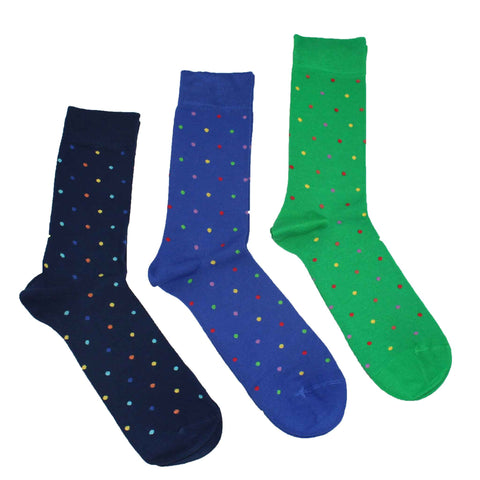 MEN'S 100% BAMBOO - Navy Small Dot SOCKS - 3 PACK