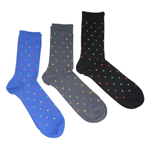 MEN'S 100% BAMBOO - Royal Small Dot SOCKS - 3 PACK
