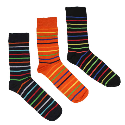 MEN'S 100% BAMBOO MULTI STRIPE SOCKS - 3 PACK