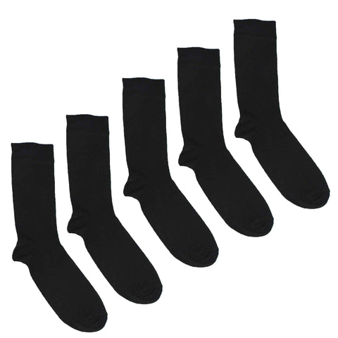 MEN'S 100% BAMBOO PLAIN SOCKS - PLAIN BLACK - 5 PAIR PACK