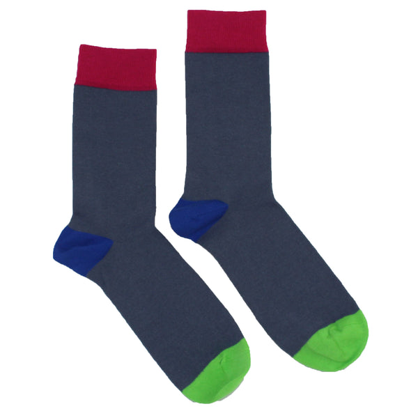 MEN'S 100% BAMBOO PLAIN SOCKS - Denim Mix - 5 PAIR PACK