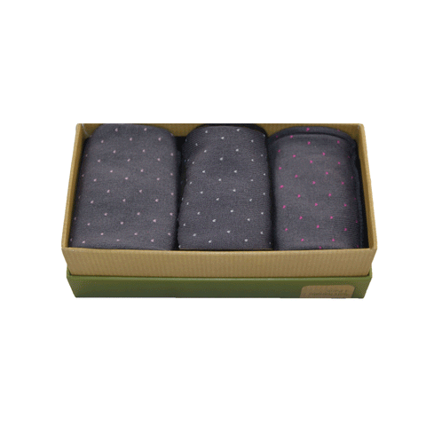 WOMEN'S BAMBOO SOCKS GIFT BOX - Grey Pin Dots