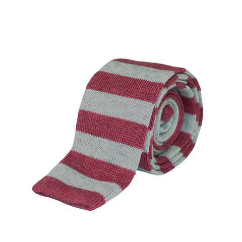 100% Wool Striped Tie Grey and Red
