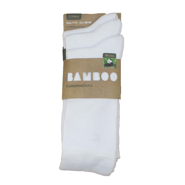MEN'S 100% BAMBOO PLAIN WHITE SOCKS - 3 PACK