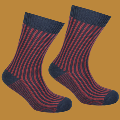 Navy and Dark Red perpendicular socks