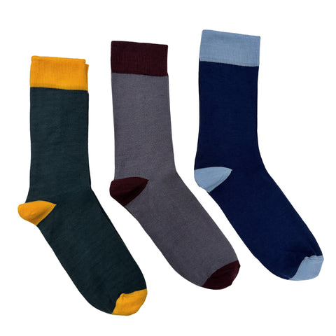 MEN'S 100% BAMBOO SOCKS - Ribbed Pastel 3 PACK