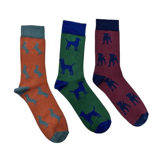 MEN'S 100% BAMBOO SOCKS - Dogs 3 PACK