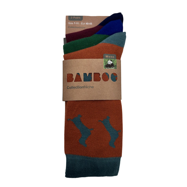 MEN'S 100% BAMBOO SOCKS - Dogs 3 PACK