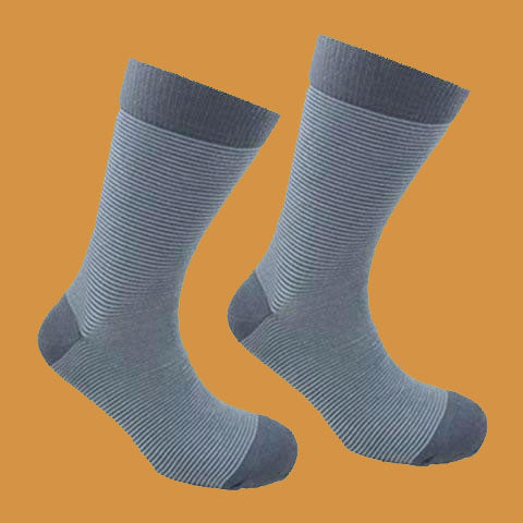 Grey and White small stripe socks