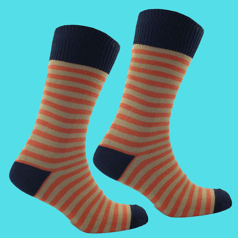 Orange and Camel Striped Sock