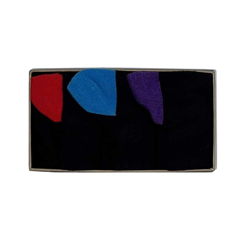 MEN'S BAMBOO SOCK GIFT BOX - Ribbed Colourful Heel+Toe 3 PACK