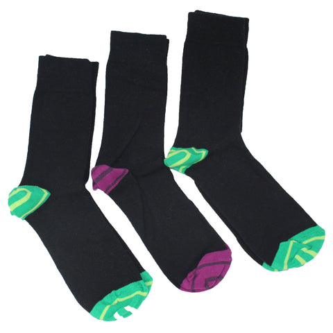 Men's Cotton Socks - Heel/Toe - Purple/Green