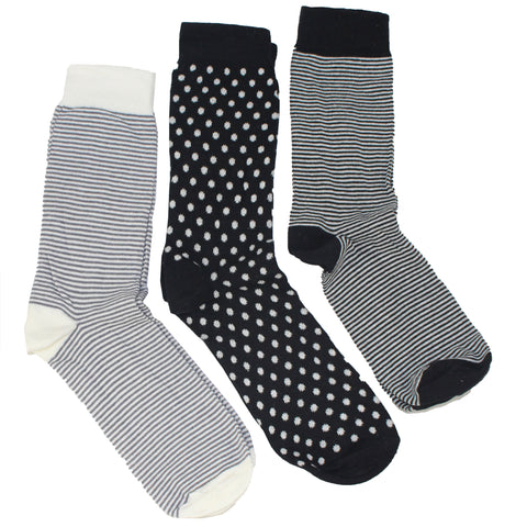 Men's Cotton Socks - Fine Stripes/Dot
