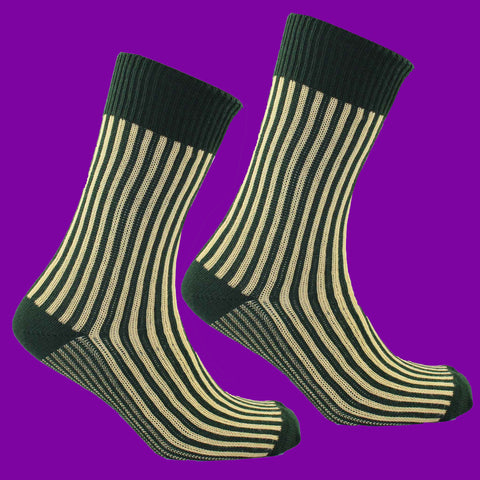 Green and Yellow Perpendicular Stripe Socks