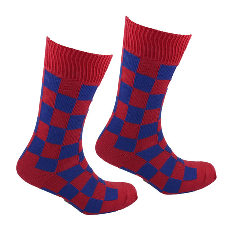 Small Check Socks Red and Blue