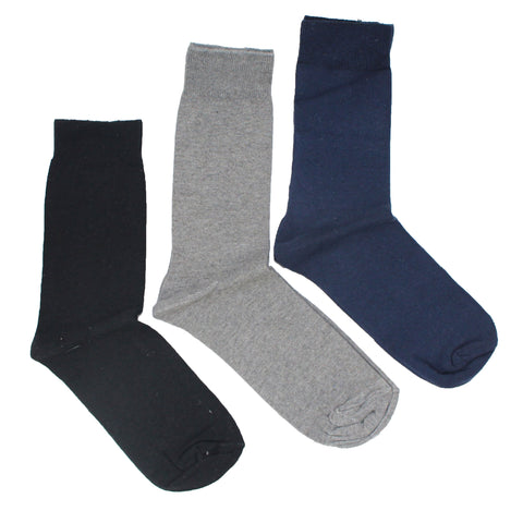 Women's Plain Cotton Socks-Black/Grey/Navy