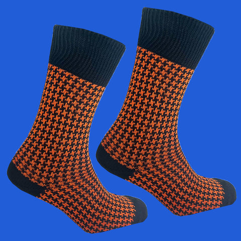Houndstooth - Black - Orange