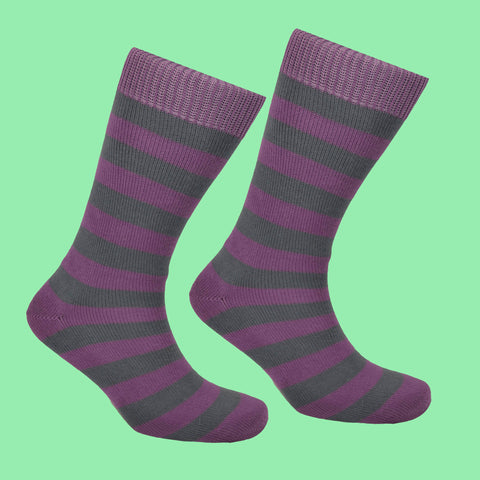 Purple and Grey Striped Socks 