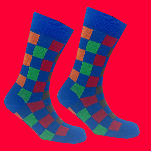 Men's Westbourne Check Socks - Royal