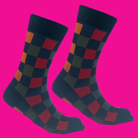 Men's Westbourne Check Socks - Marine