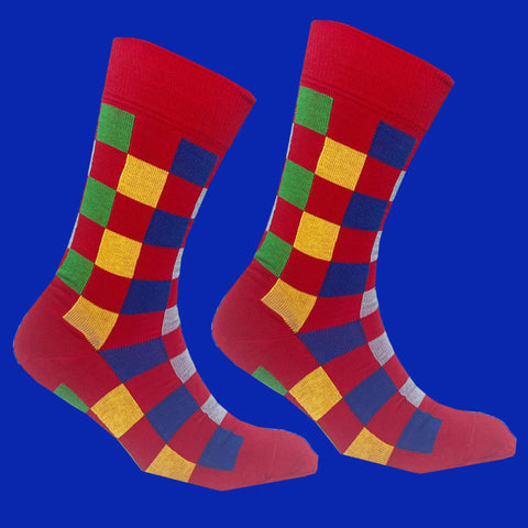 Men's Westbourne Check Socks - Red