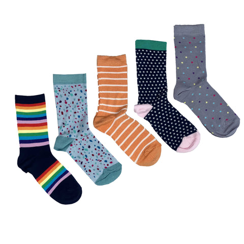 Women's 100% Bamboo 5 Pair Socks - Easel
