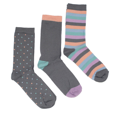 Women's 100% Bamboo Multi Colour Socks - 3 pack