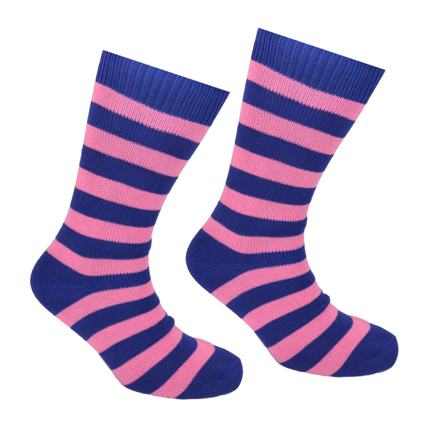 Cotton Striped Socks Dark Blue and Pink