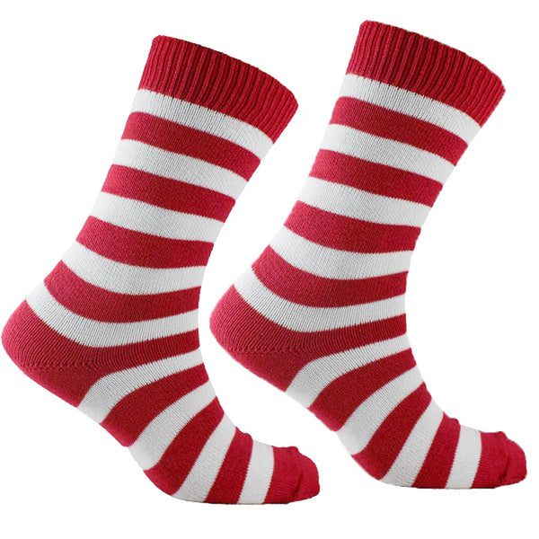 Men's Cotton Striped Socks Red and White