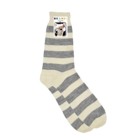 Women's Alpaca Hoop Stripe Socks White and Grey