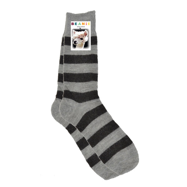 Women's Alpaca Hoop Stripe Socks Black and Grey