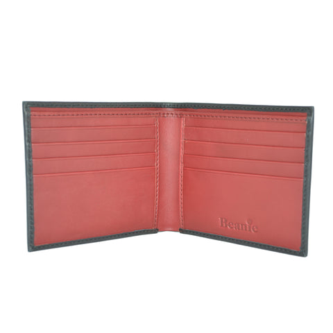 100% Leather Wallet Black and Red