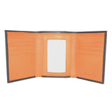 100% Leather Tri-Fold Wallet Brown and Orange