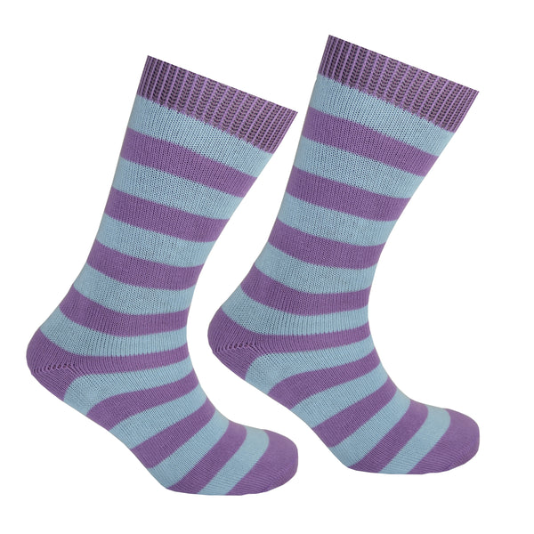 Cotton Striped Socks Lilac and Light Blue