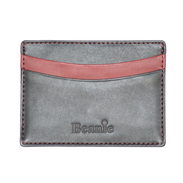 100% Leather Flat Card Case Black and Red