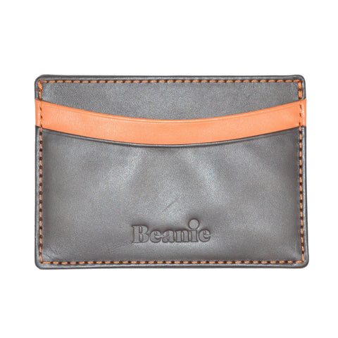 100% Leather Flat Card Case Brown and Orange