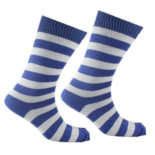 Men's Cotton Striped Sock Blue and White