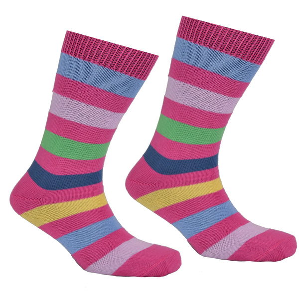 Cotton Multi Striped Socks Pink